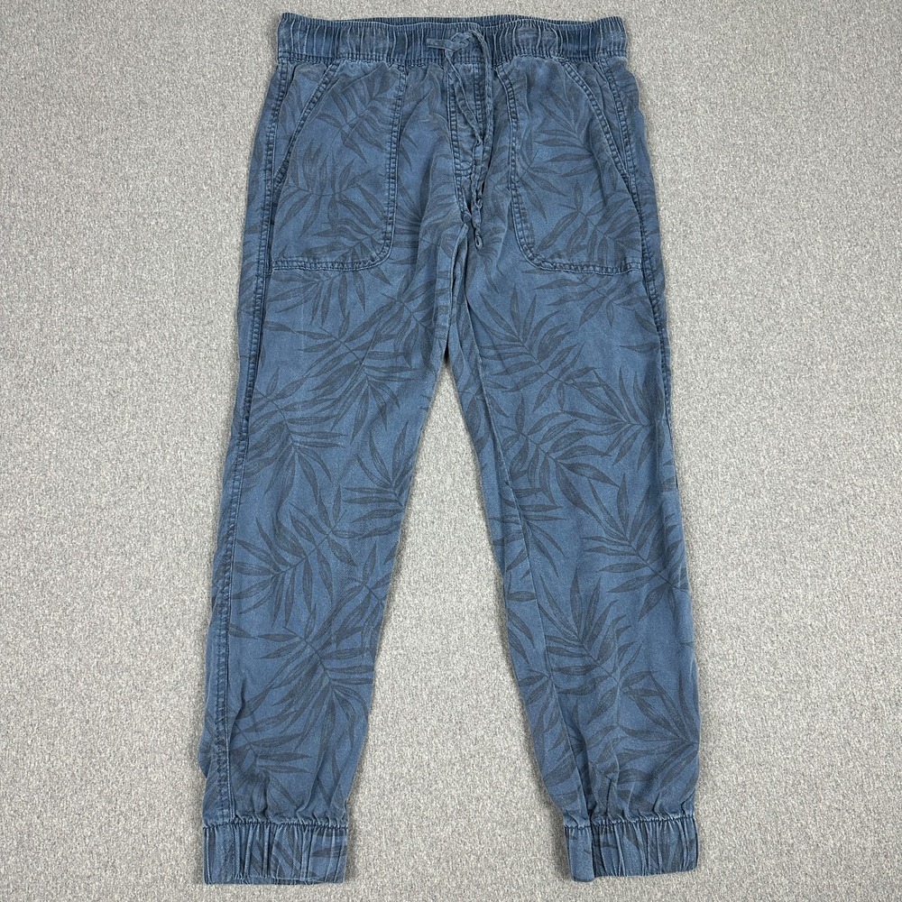 Orvis Classic Collection Joggers Womens S Blue Palm Leaf Drawstring Pants